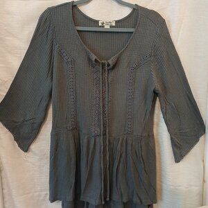 Charcoal Grey Knit Top, Women's XL